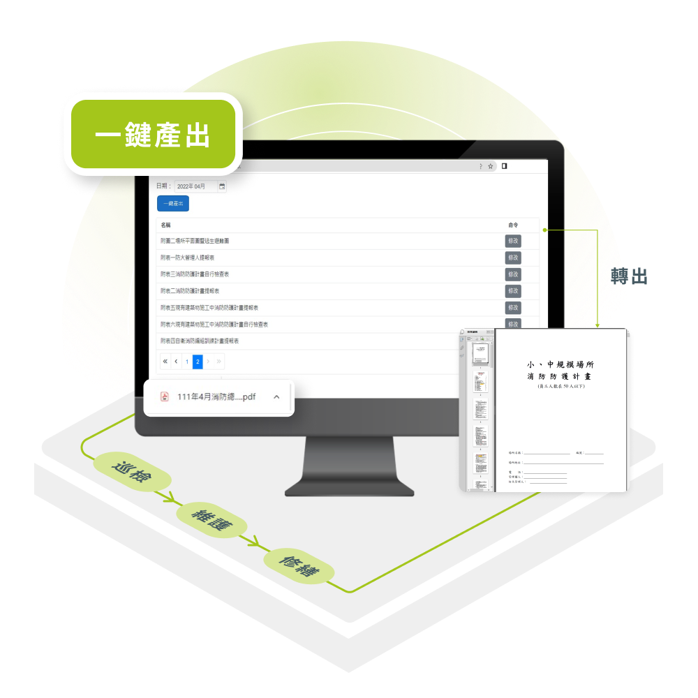 完整歷程保存 一鍵生成消防稽核報告
